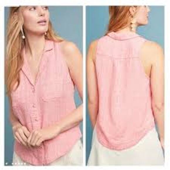 Maeve Anthropologie Felicity Linen Button Down Sleeveless Top Size 4P - Picture 1 of 9